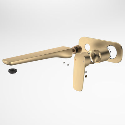 Caroma Contura II Wall Basin/Bath Mixer 220mm - Trim Kit, Brushed Brass