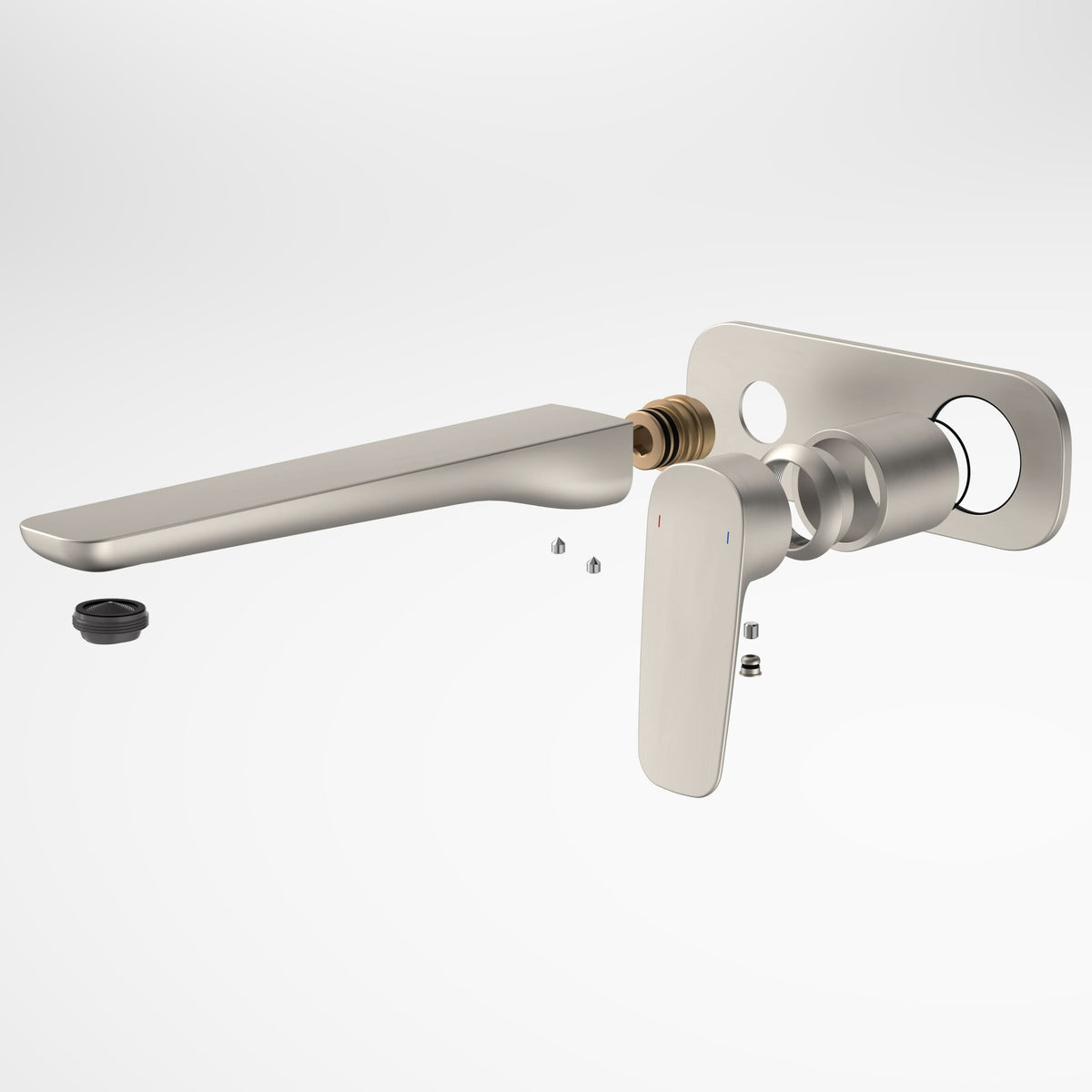 Caroma Contura II Wall Basin/Bath Mixer 220mm - Trim Kit, Brushed Nickel