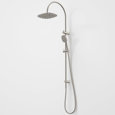 Caroma Contura II Rail Shower with Overhead, Brushed Nickel