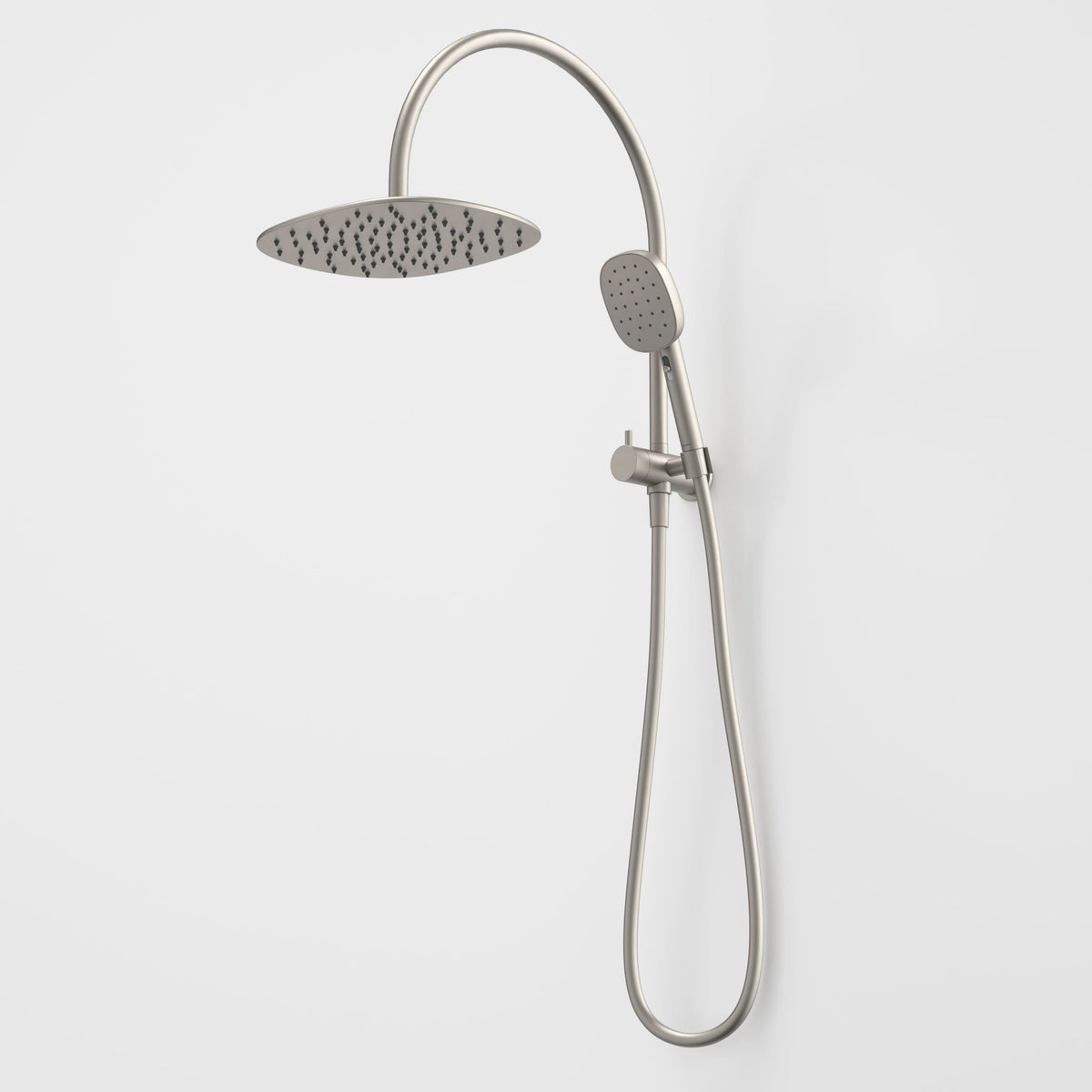 Caroma Contura II Compact Twin Shower, Brushed Nickel