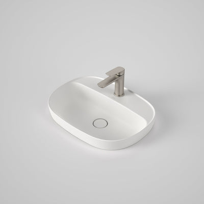 Caroma Contura II 530mm Inset Basin with Tap Landing (1 Tap Hole), Matte White