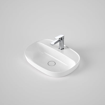 Caroma Contura II 530mm Inset Basin with Tap Landing (1 Tap Hole), White