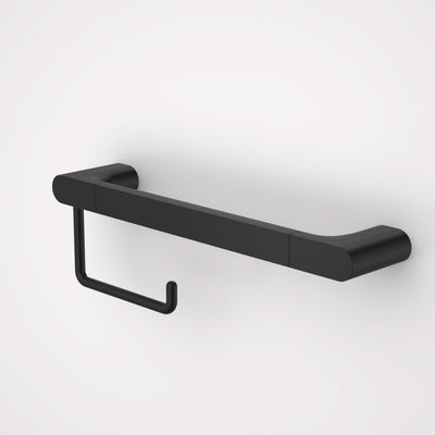 Caroma Urbane II Universal Rail 400mm + Toilet Roll Holder Set, Black