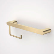 Caroma Urbane II Universal Rail 400mm + Toilet Roll Holder Set, Brushed Brass