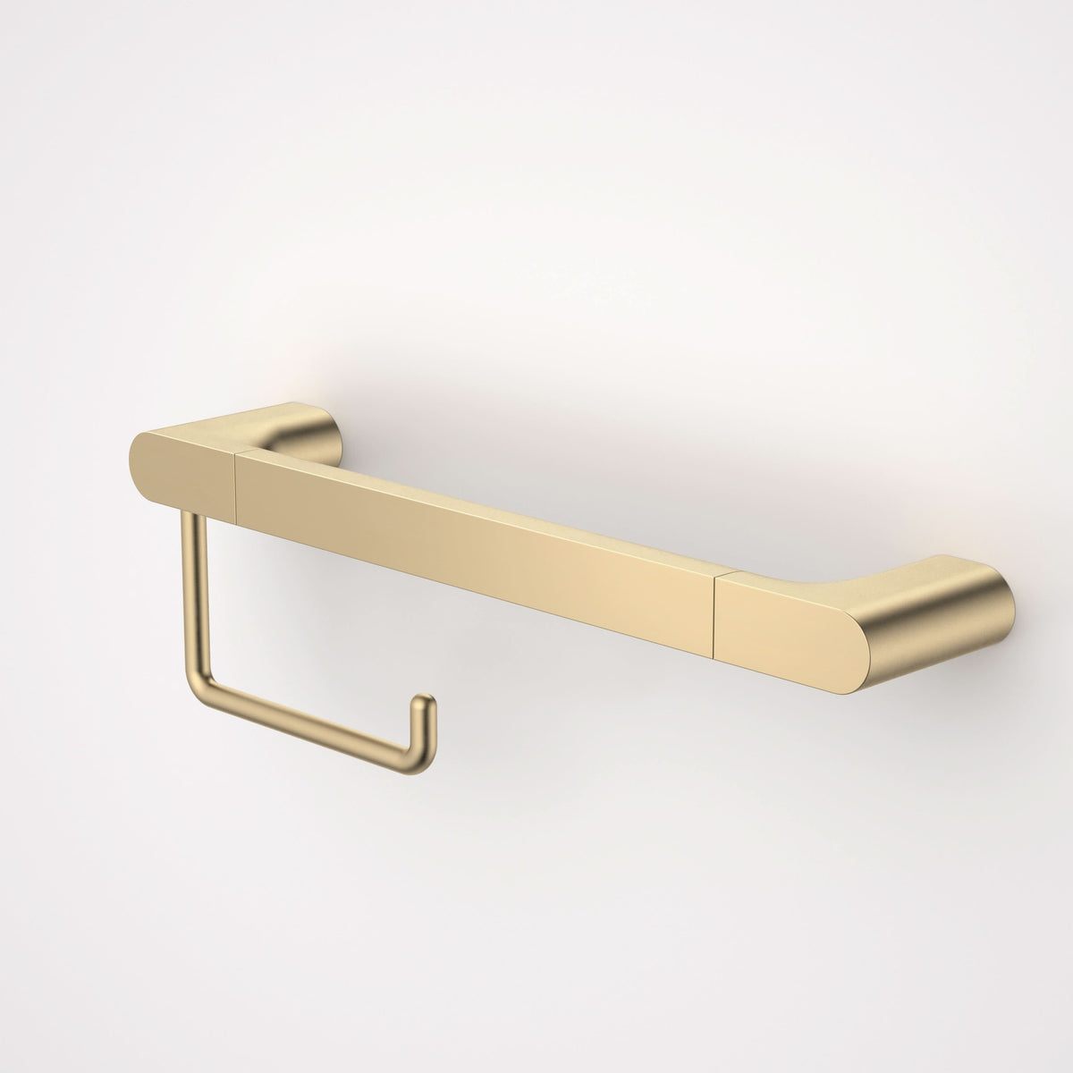 Caroma Urbane II Universal Rail 400mm + Toilet Roll Holder Set, Brushed Brass