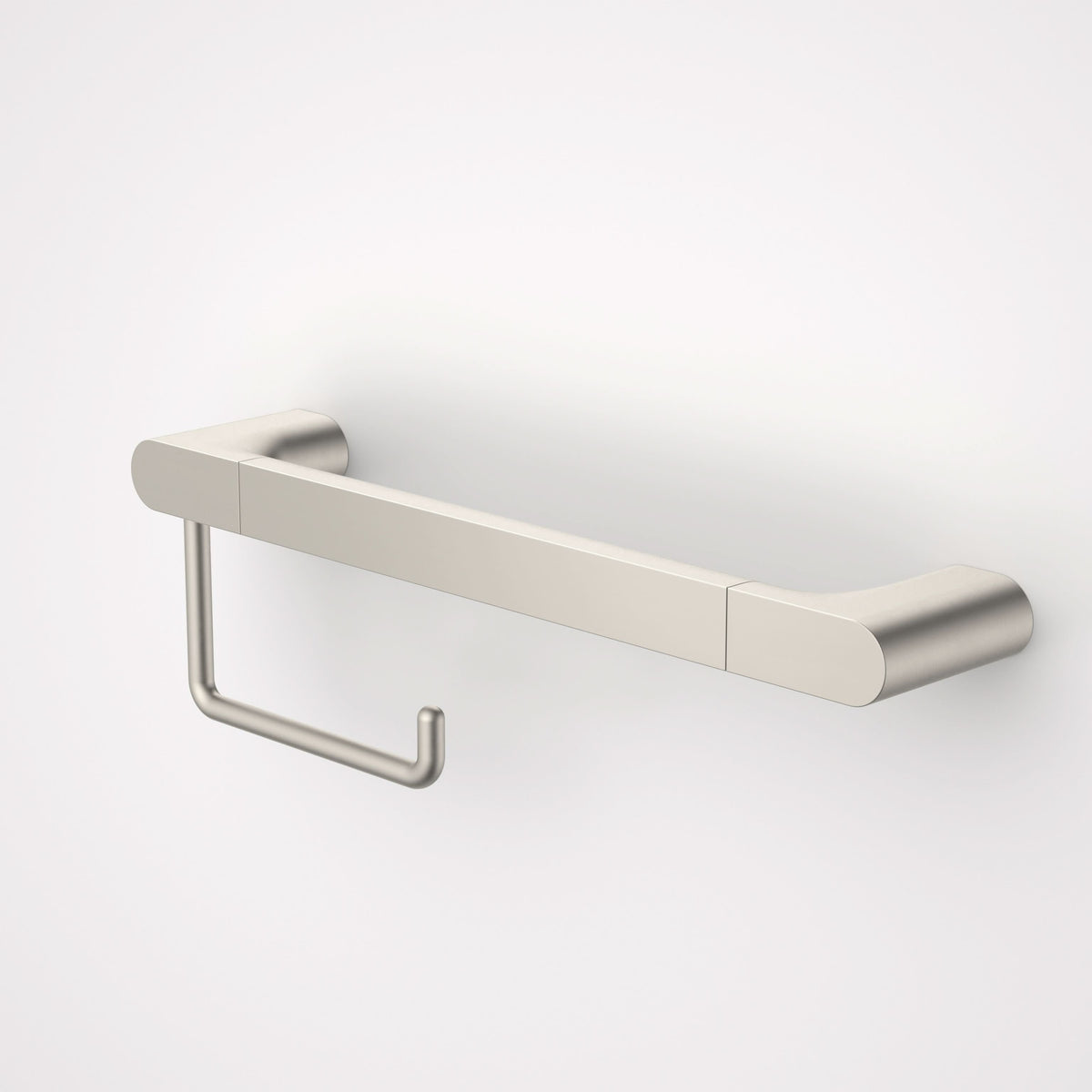 Caroma Urbane II Universal Rail 400mm + Toilet Roll Holder Set, Brushed Nickel