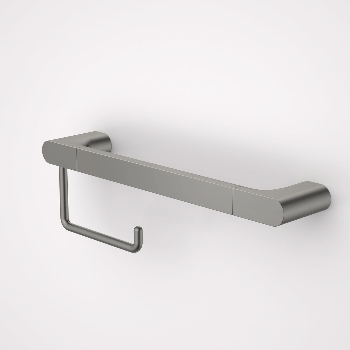 Caroma Urbane II Universal Rail 400mm + Toilet Roll Holder Set, Gunmetal