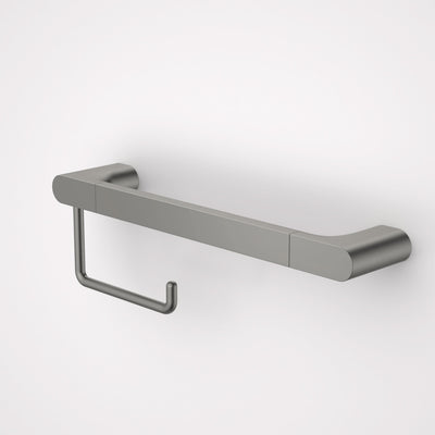 Caroma Urbane II Universal Rail 400mm + Toilet Roll Holder Set, Gunmetal
