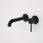 Caroma Liano II 175mm Wall Basin / Bath Mixer (2 x Round Cover Plates) - Lead Free, Matte Black