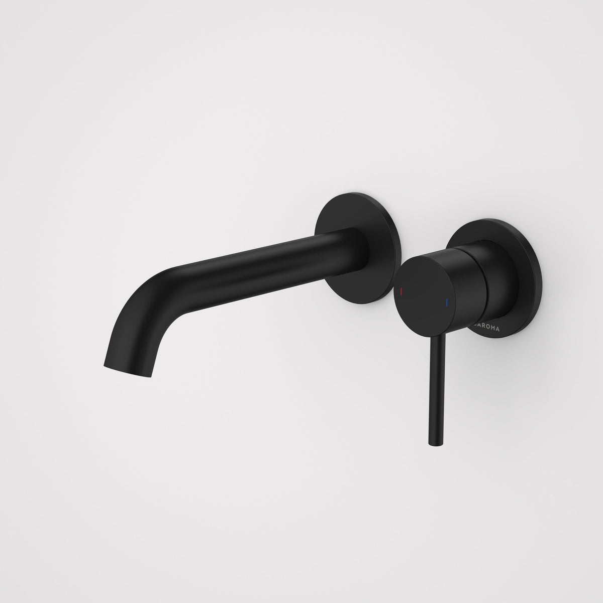 Caroma Liano II 175mm Wall Basin / Bath Mixer (2 x Round Cover Plates) - Lead Free, Matte Black