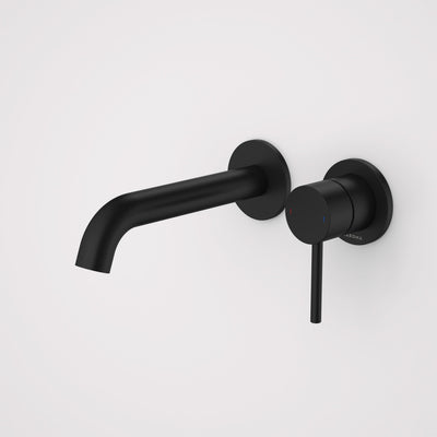 Caroma Liano II 175mm Wall Basin / Bath Mixer (2 x Round Cover Plates) - Lead Free, Matte Black