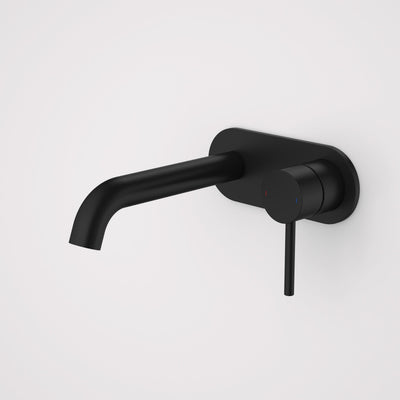Caroma Liano II 175mm Wall Basin / Bath Mixer (Round Cover Plate), Matte Black