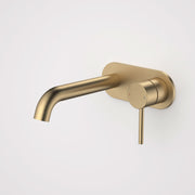 Caroma Liano II 175mm Wall Basin / Bath Mixer (Round Cover Plate), Brushed Brass