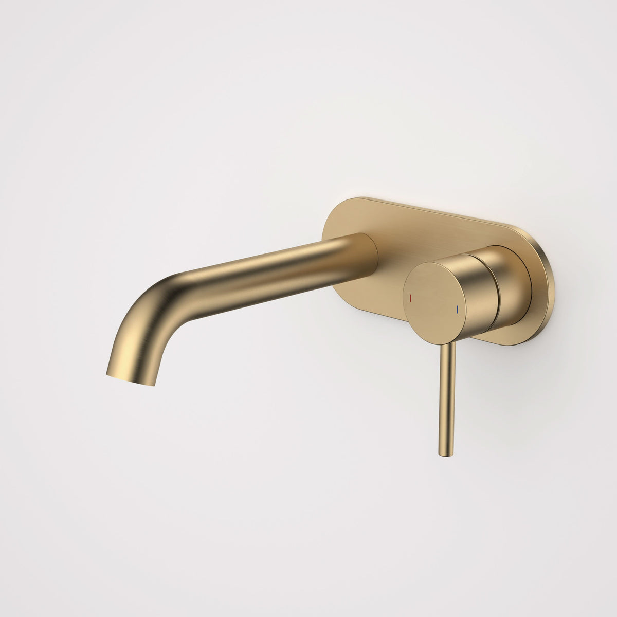 Caroma Liano II 175mm Wall Basin / Bath Mixer (Round Cover Plate), Brushed Brass