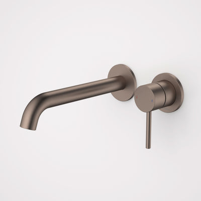 Caroma Liano II 210mm Wall Basin / Bath Mixer (2 x Round Cover Plates), Brushed Bronze
