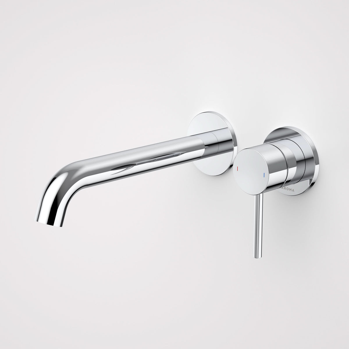 Caroma Liano II 210mm Wall Basin / Bath Mixer (2 x Round Cover Plates), Chrome