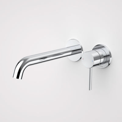 Caroma Liano II 210mm Wall Basin / Bath Mixer (2 x Round Cover Plates), Chrome
