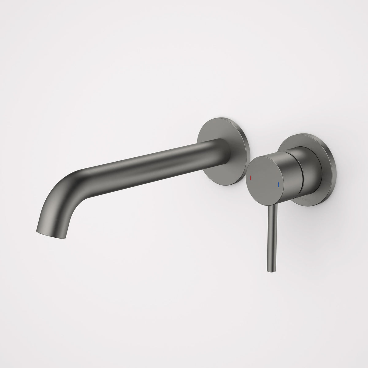 Caroma Liano II 210mm Wall Basin / Bath Mixer (2 x Round Cover Plates), Gunmetal