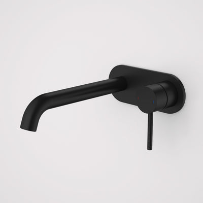 Caroma Liano II 210mm Wall Basin / Bath Mixer (Round Cover Plate), Matte Black