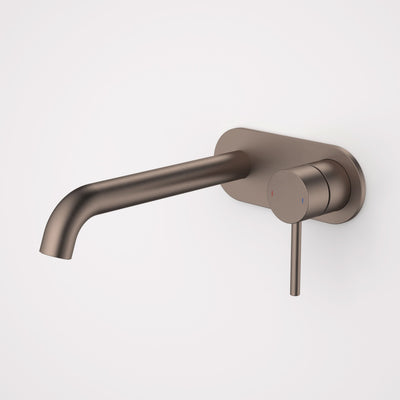 Caroma Liano II 210mm Wall Basin / Bath Mixer (Round Cover Plate), Brushed Bronze