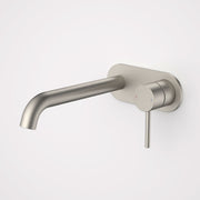 Caroma Liano II 210mm Wall Basin / Bath Mixer (Round Cover Plate), Brushed Nickel