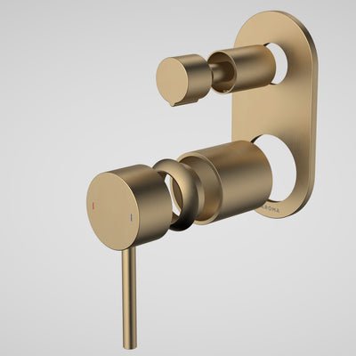 Caroma Liano II Bath / Shower Mixer With Diverter Trim Kit (Round Cover Plate), Brushed Brass