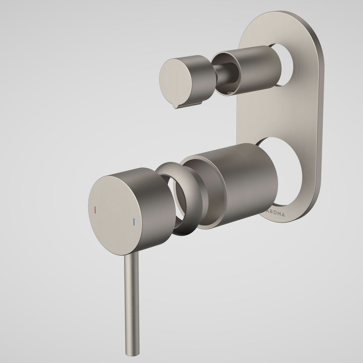 Caroma Liano II Bath / Shower Mixer With Diverter Trim Kit (Round Cover Plate), Brushed Nickel