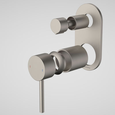 Caroma Liano II Bath / Shower Mixer With Diverter Trim Kit (Round Cover Plate), Brushed Nickel
