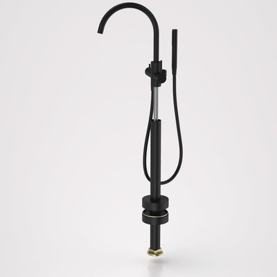 Caroma Liano II Freestanding Bath Filler with Hand Shower - Trim Kit, Matte Black