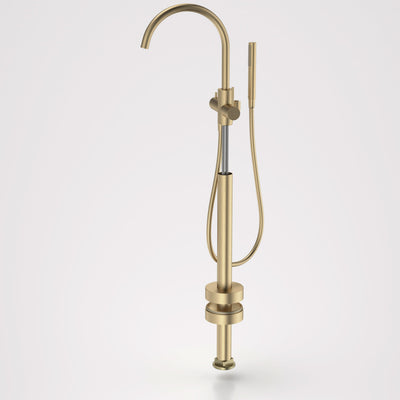 Caroma Liano II Freestanding Bath Filler with Hand Shower - Trim Kit, Brushed Brass