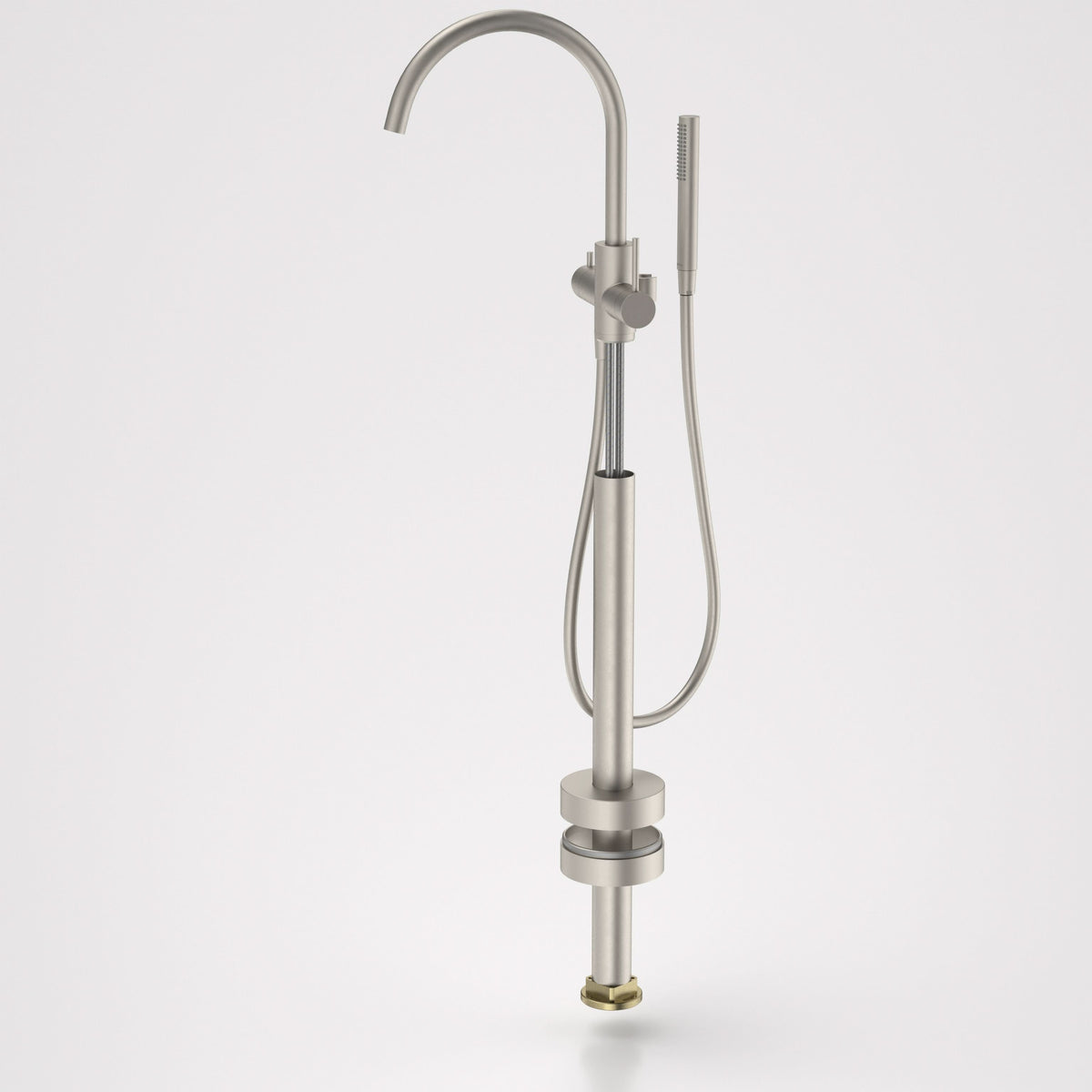 Caroma Liano II Freestanding Bath Filler with Hand Shower - Trim Kit, Brushed Nickel