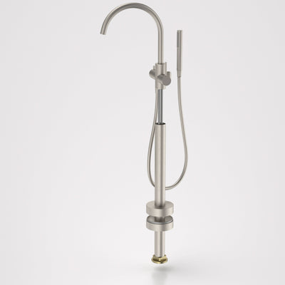 Caroma Liano II Freestanding Bath Filler with Hand Shower - Trim Kit, Brushed Nickel