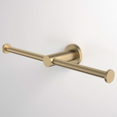 Caroma Liano II Double Toilet Roll Holder, Brushed Brass