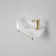 Caroma Liano II Hand Wall Basin Integrated Towel Rail, Brushed Brass