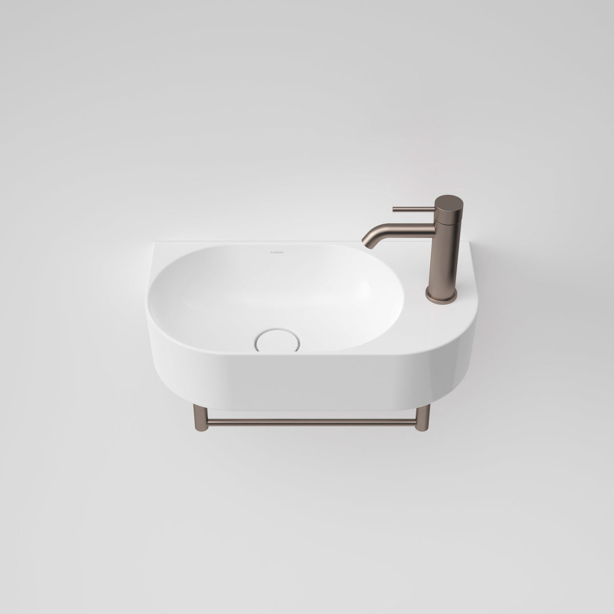 Caroma Liano II Hand Wall Basin Integrated Towel Rail, Brushed Bronze