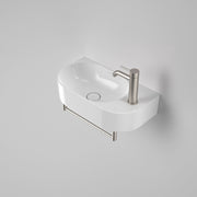 Caroma Liano II Hand Wall Basin Integrated Towel Rail, Brushed Nickel