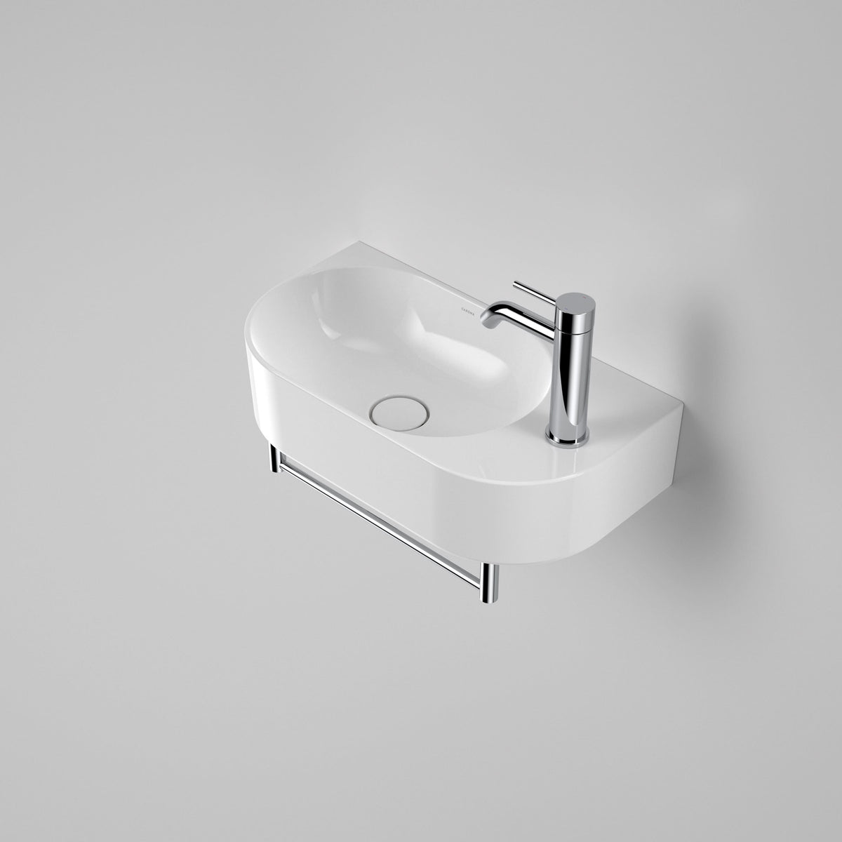 Caroma Liano II Hand Wall Basin Integrated Towel Rail, Chrome