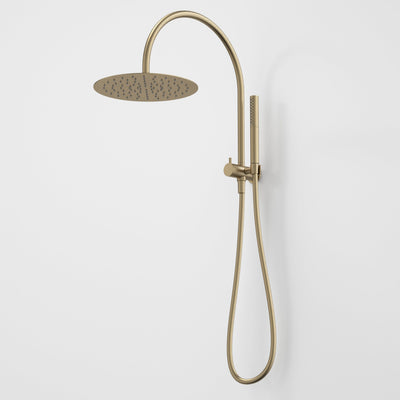 Caroma Liano II Compact Twin Shower with Overhead, Brushed Brass