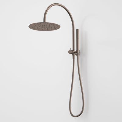 Caroma Liano II Compact Twin Shower with Overhead, Brushed Bronze