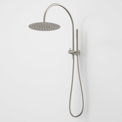 Caroma Liano II Compact Twin Shower with Overhead, Brushed Nickel