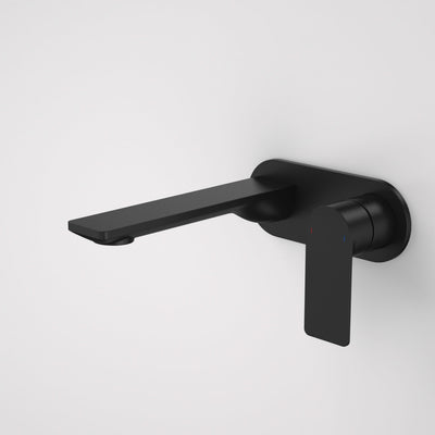 Caroma Urbane II 180mm Wall Basin / Bath Mixer - Round Cover Plate - Sales Kit, Matte Black