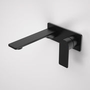Caroma Urbane II 180mm Wall Basin / Bath Mixer - Rectangular Cover Plate - Sales Kit, Matte Black