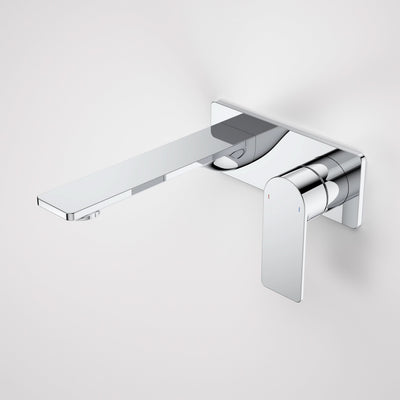 Caroma Urbane II 180mm Wall Basin / Bath Mixer - Rectangular Cover Plate - Sales Kit, Chrome