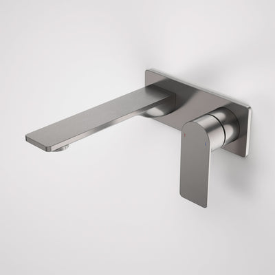 Caroma Urbane II 180mm Wall Basin / Bath Mixer - Rectangular Cover Plate - Sales Kit, Gunmetal