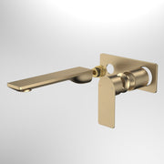 Caroma Urbane II 180mm Wall Basin / Bath Trim Kit - Rectangular Cover Plate, Brushed Brass