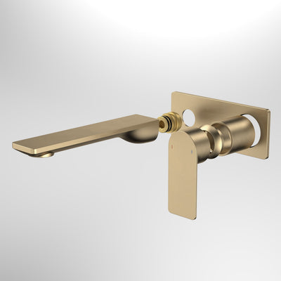 Caroma Urbane II 180mm Wall Basin / Bath Trim Kit - Rectangular Cover Plate, Brushed Brass