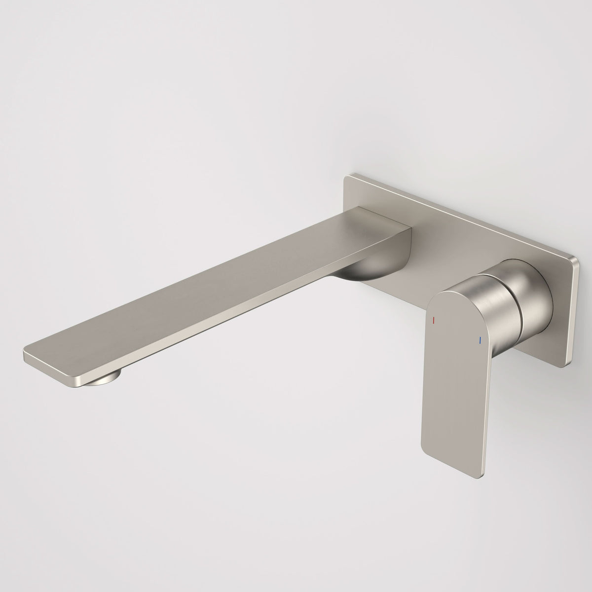 Caroma Urbane II 220mm Wall Basin / Bath Mixer - Rectangular Cover Plate - Sales Kit, Brushed Nickel
