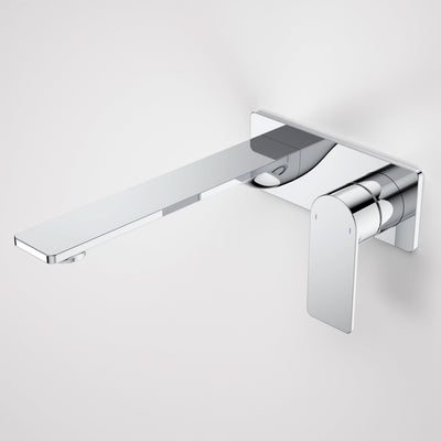 Caroma Urbane II 220mm Wall Basin / Bath Mixer - Rectangular Cover Plate - Sales Kit, Chrome