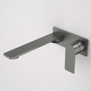 Caroma Urbane II 220mm Wall Basin / Bath Mixer - Rectangular Cover Plate - Sales Kit, Gunmetal