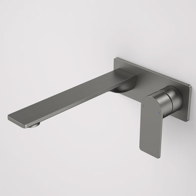 Caroma Urbane II 220mm Wall Basin / Bath Mixer - Rectangular Cover Plate - Sales Kit, Gunmetal